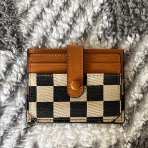 Checkered Card Holder with Tan Accents